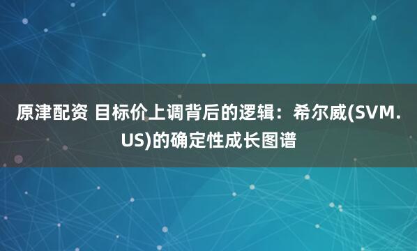 原津配资 目标价上调背后的逻辑：希尔威(SVM.US)的确定性成长图谱