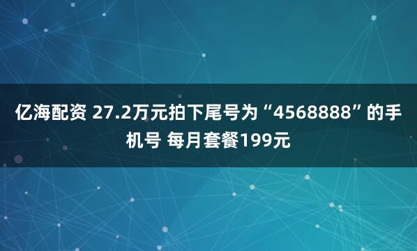 亿海配资 27.2万元拍下尾号为“4568888”的手机号 每月套餐199元